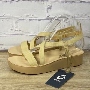 Olukai Onohi Strappy Platform Sandals Warm Beige Women's Size 9